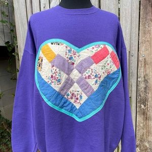 Vintage Patchwork Quilt Heart Sweatshirt
